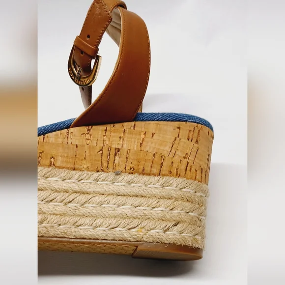 Michael Kors Blue and Tan Women's Wedge Sandals - Picture 13 of 16